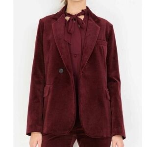 Nili Lotan Classon Burgundy Velvet Blazer